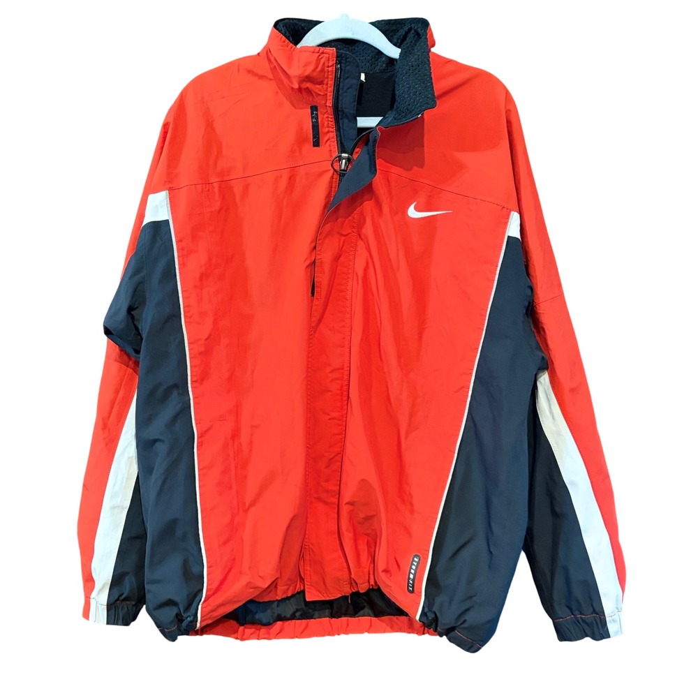 Vintage 90s Nike Storm-Fit Windbreaker Jacket Red Black White Colorblock Mens XL